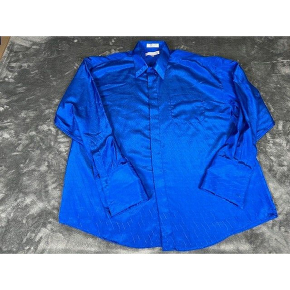 MENS ALBERTO CELINI BLUE TONE ON TONE SHIRT FRONT POCKET FRENCH CUFF XL RARE! - Picture 1 of 6